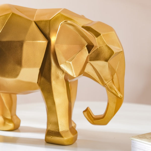 Abstract Elephant Figurine Gold - Showpiece | Home decor item | Room decoration item