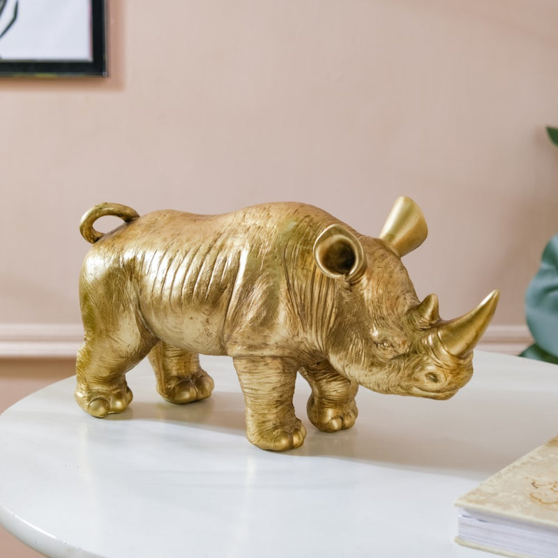 Rhino Figurine Gold - Showpiece | Home decor item | Room decoration item