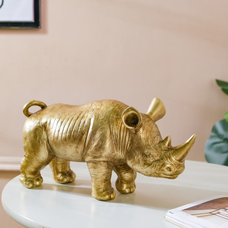 Rhino Figurine Gold - Showpiece | Home decor item | Room decoration item