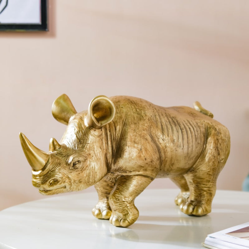 Rhino Figurine Gold - Showpiece | Home decor item | Room decoration item