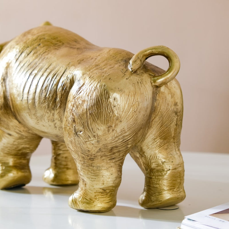 Rhino Figurine Gold - Showpiece | Home decor item | Room decoration item