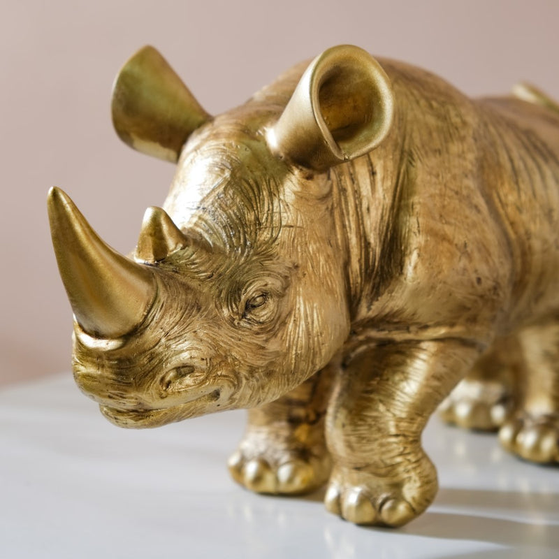 Rhino Figurine Gold - Showpiece | Home decor item | Room decoration item