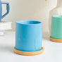 Summer Blue Planter With Coaster - Indoor planters and flower pots | Home decor items