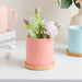 Fuzzy Peach Planter With Coaster - Indoor planters and flower pots | Home decor items