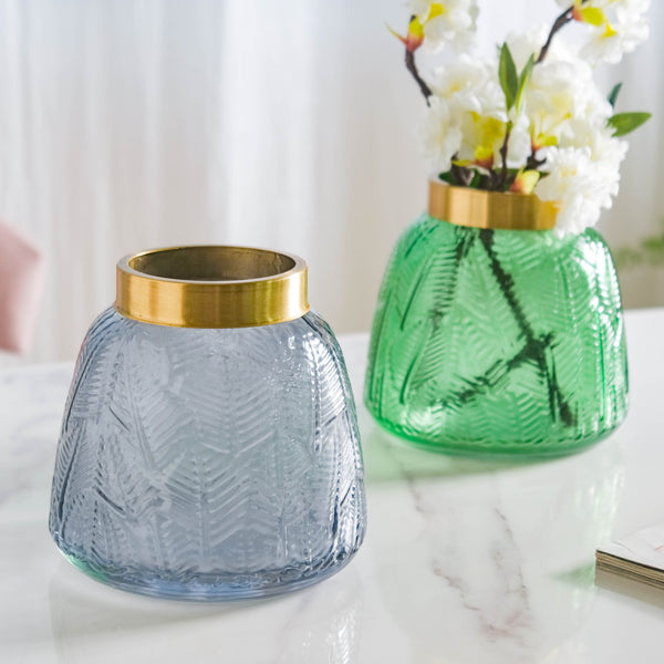 Small Bottle Glass Vase - Flower vase for home decor, office and gifting | Home decoration items