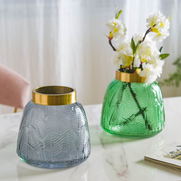 Small Bottle Glass Vase - Flower vase for home decor, office and gifting | Home decoration items
