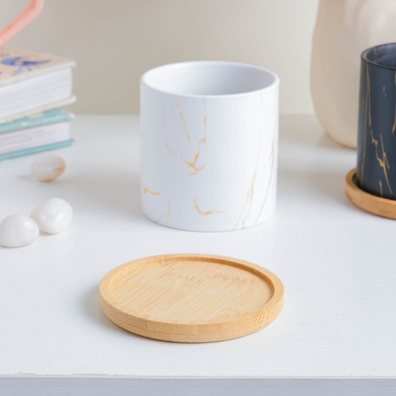 Serene White Planter With Coaster - Indoor planters and flower pots | Home decor items