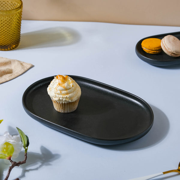 Black Ceramic Dimsum Platter - Ceramic platter, serving platter, fruit platter | Plates for dining table & home decor