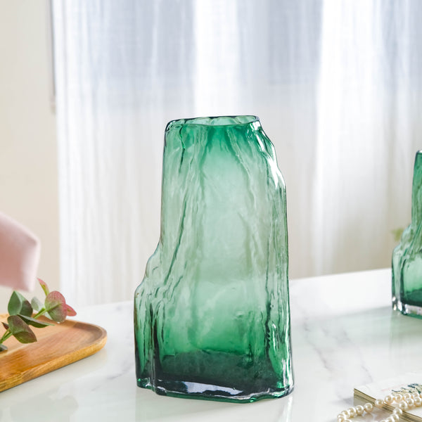 Thick Wall Glass Vase Large - Flower vase for home decor, office and gifting | Home decoration items