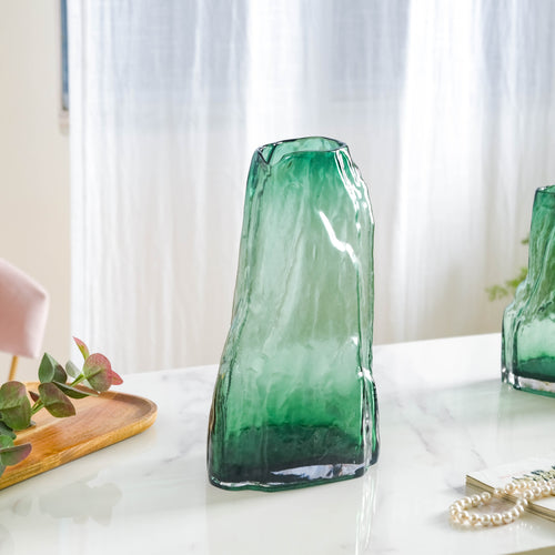 Thick Wall Glass Vase Large - Flower vase for home decor, office and gifting | Home decoration items