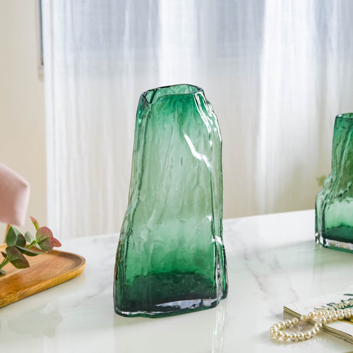 Thick Wall Glass Vase Large - Flower vase for home decor, office and gifting | Home decoration items