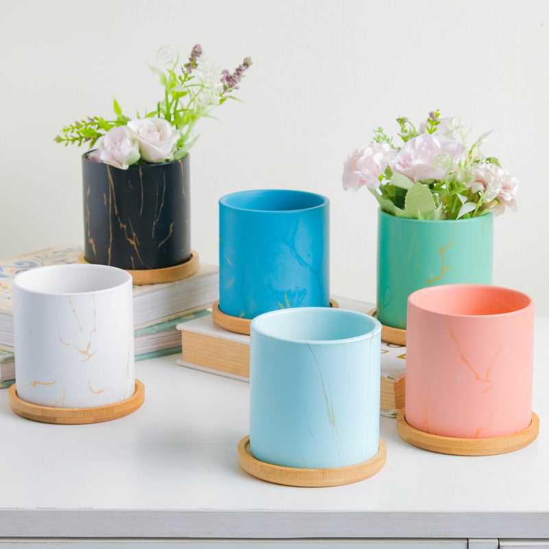 Summer Blue Planter With Coaster - Indoor planters and flower pots | Home decor items