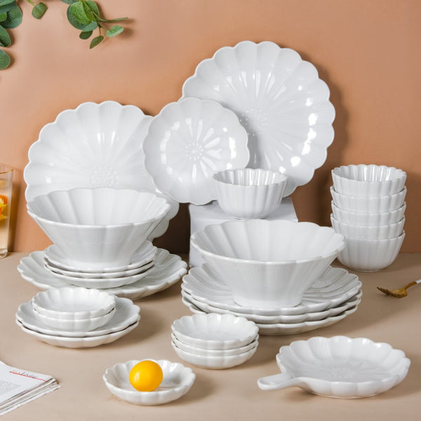 Ocean White 27 Piece Dinner Set For 6