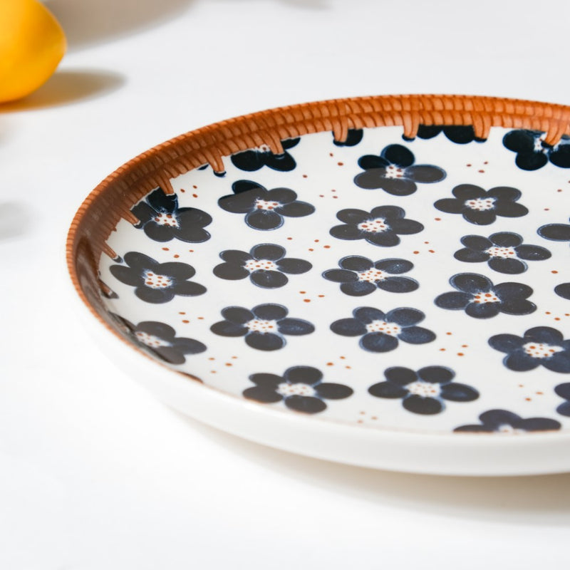 Sylvan Floral Patterned Ceramic Snack Plate 7.5 Inch - Serving plate, snack plate, dessert plate | Plates for dining & home decor