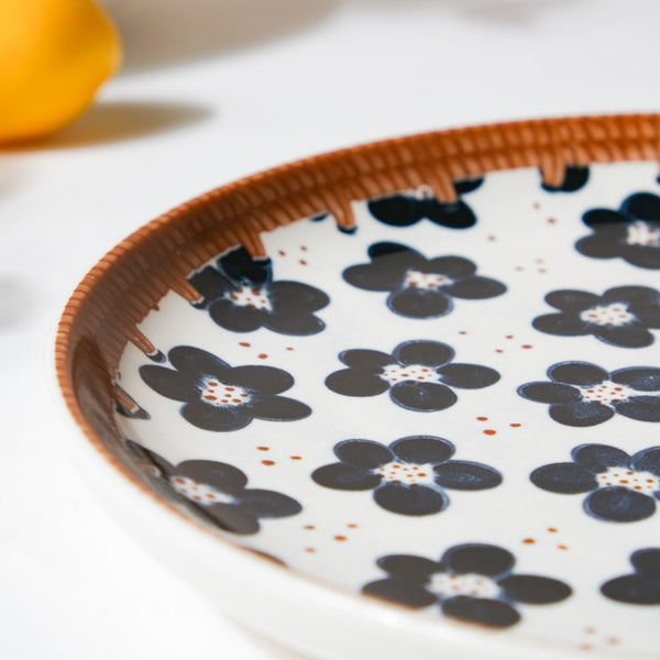 Sylvan Floral Patterned Ceramic Snack Plate 7.5 Inch - Serving plate, snack plate, dessert plate | Plates for dining & home decor