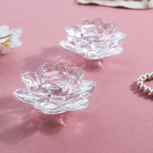 Crystal Lotus Set of 2 - Candle holder | Home decoration item