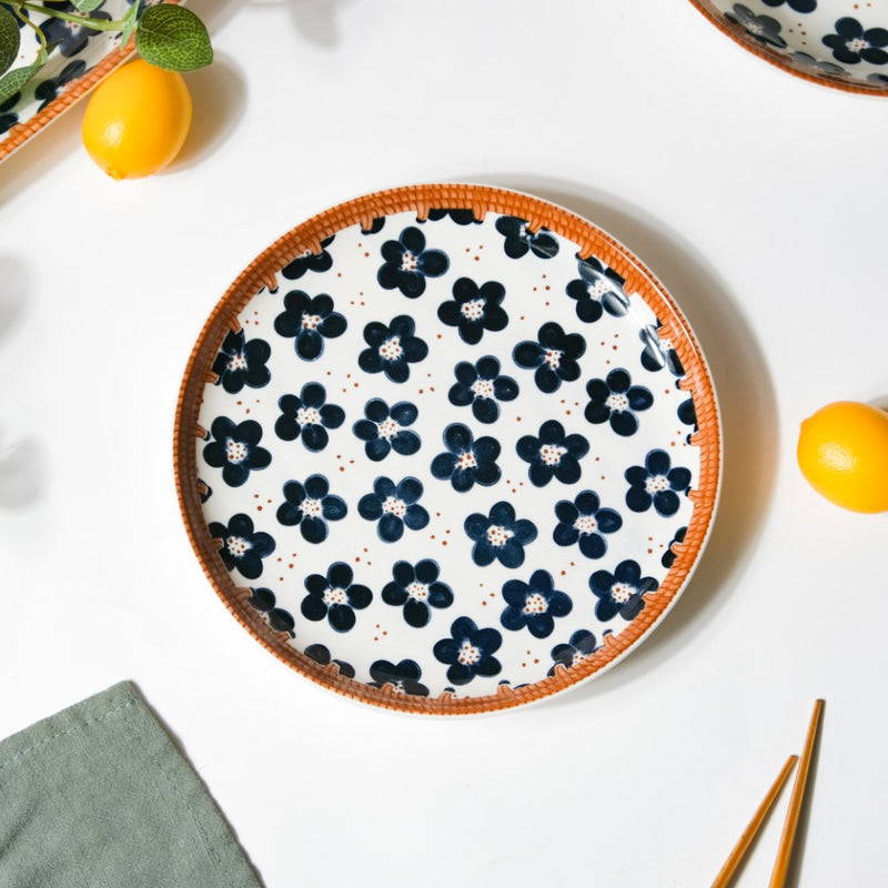 Sylvan Floral Patterned Ceramic Snack Plate 7.5 Inch - Serving plate, snack plate, dessert plate | Plates for dining & home decor