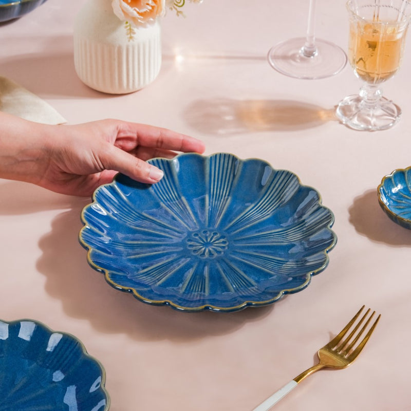 Ocean Ceramic Plate For Snacks 8 Inch Blue - Serving plate, snack plate, dessert plate | Plates for dining & home decor