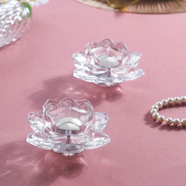 Crystal Lotus Set of 2 - Candle holder | Home decoration item