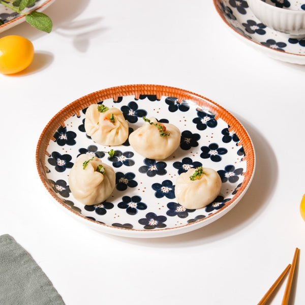 Sylvan Floral Patterned Ceramic Snack Plate 7.5 Inch - Serving plate, snack plate, dessert plate | Plates for dining & home decor