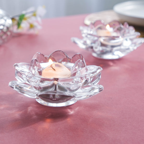 Crystal Lotus Set of 2 - Candle holder | Home decoration item