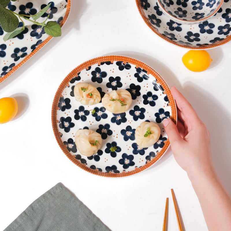 Sylvan Floral Patterned Ceramic Snack Plate 7.5 Inch - Serving plate, snack plate, dessert plate | Plates for dining & home decor