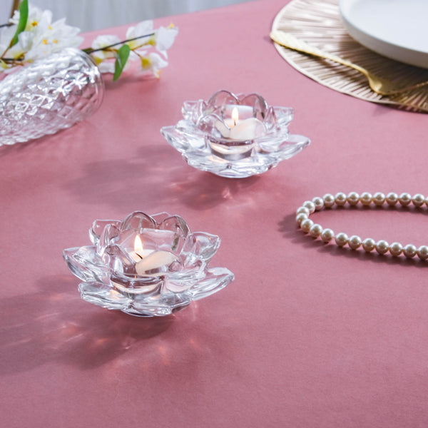 Crystal Lotus Set of 2 - Candle holder | Home decoration item