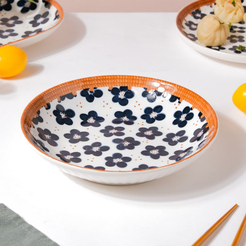 Sylvan Floral Patterned Ceramic Snack Dish 8 Inch - Serving plate, snack plate, dessert plate | Plates for dining & home decor