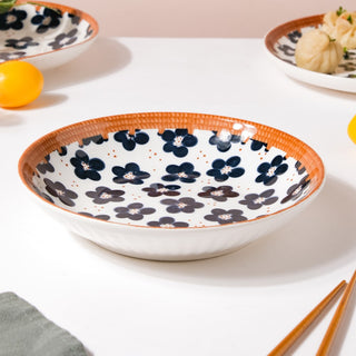 Sylvan Floral Patterned Ceramic Snack Dish 8 Inch