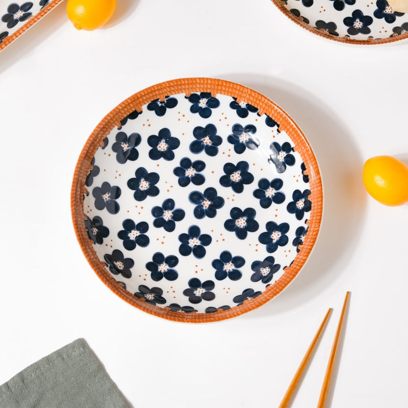 Sylvan Floral Patterned Ceramic Snack Dish 8 Inch - Serving plate, snack plate, dessert plate | Plates for dining & home decor