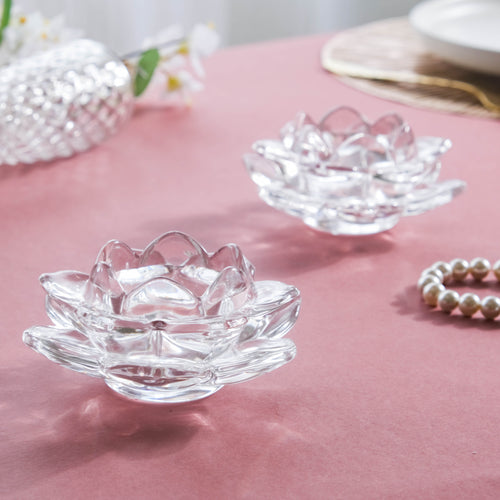 Crystal Lotus Set of 2 - Candle holder | Home decoration item