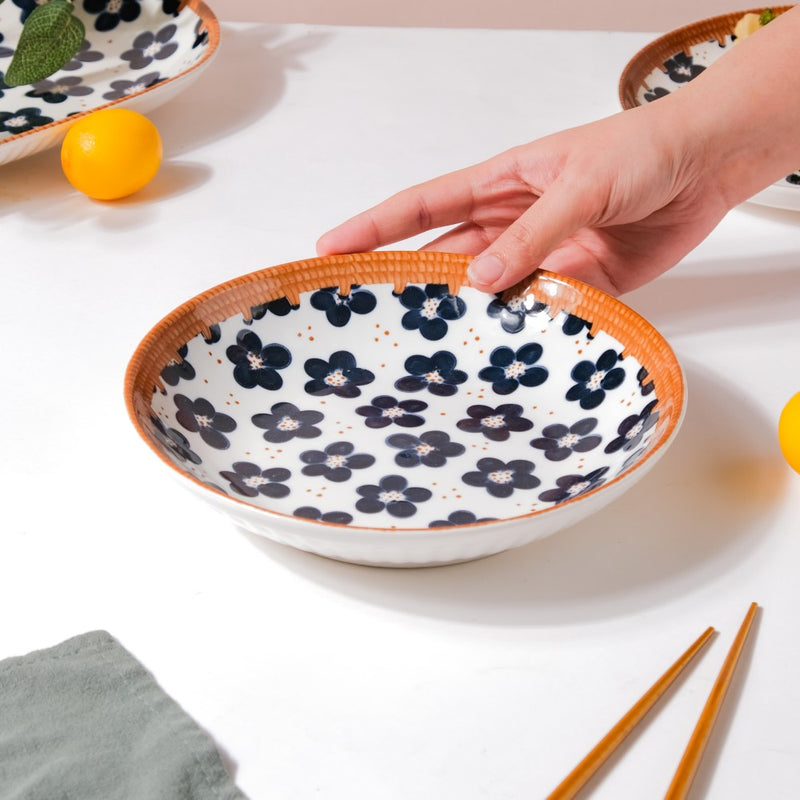 Sylvan Floral Patterned Ceramic Snack Dish 8 Inch - Serving plate, snack plate, dessert plate | Plates for dining & home decor