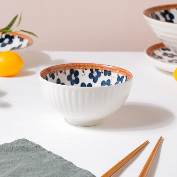 Sylvan Floral Patterned Ceramic Snack Bowl 4.5 Inch 250 ml - Bowl,ceramic bowl, snack bowls, curry bowl, popcorn bowls | Bowls for dining table & home decor