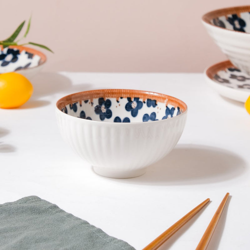 Sylvan Floral Patterned Ceramic Snack Bowl 4.5 Inch 250 ml - Bowl,ceramic bowl, snack bowls, curry bowl, popcorn bowls | Bowls for dining table & home decor