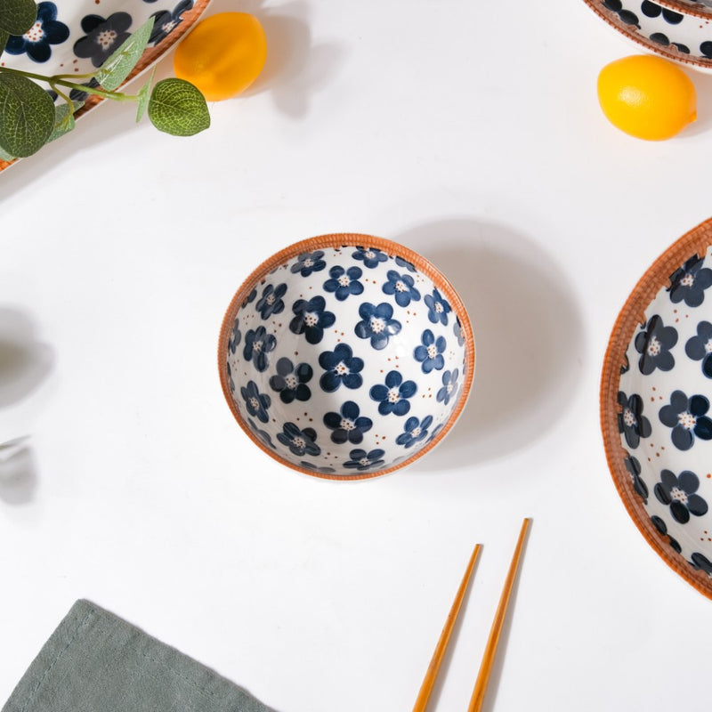 Sylvan Floral Patterned Ceramic Snack Bowl 4.5 Inch 250 ml - Bowl,ceramic bowl, snack bowls, curry bowl, popcorn bowls | Bowls for dining table & home decor