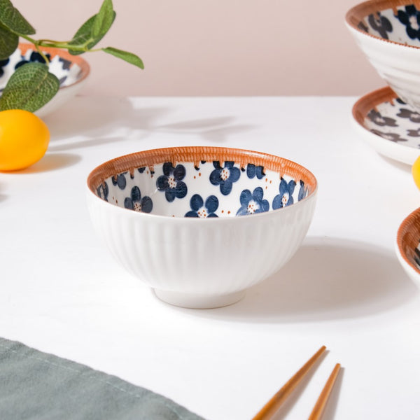 Sylvan Floral Patterned Ceramic Snack Bowl 4.5 Inch 250 ml - Bowl,ceramic bowl, snack bowls, curry bowl, popcorn bowls | Bowls for dining table & home decor
