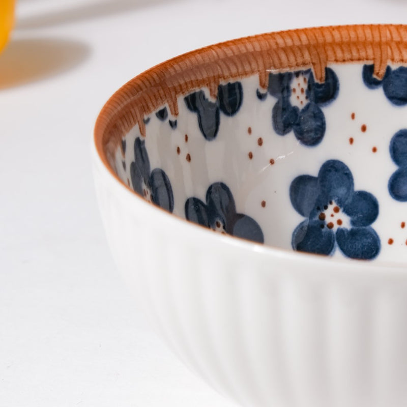 Sylvan Floral Patterned Ceramic Snack Bowl 4.5 Inch 250 ml - Bowl,ceramic bowl, snack bowls, curry bowl, popcorn bowls | Bowls for dining table & home decor