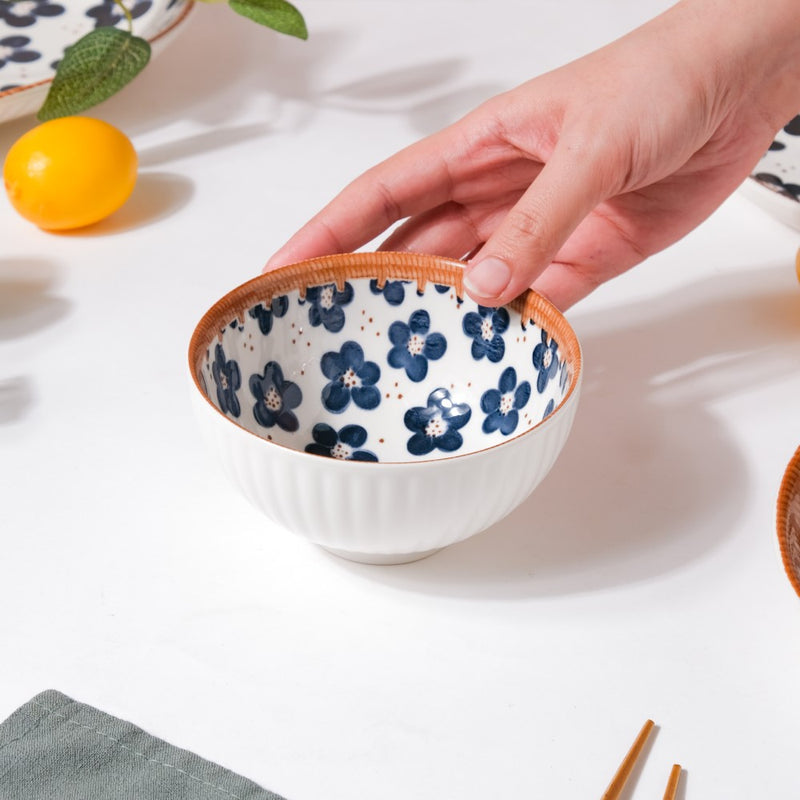 Sylvan Floral Patterned Ceramic Snack Bowl 4.5 Inch 250 ml - Bowl,ceramic bowl, snack bowls, curry bowl, popcorn bowls | Bowls for dining table & home decor
