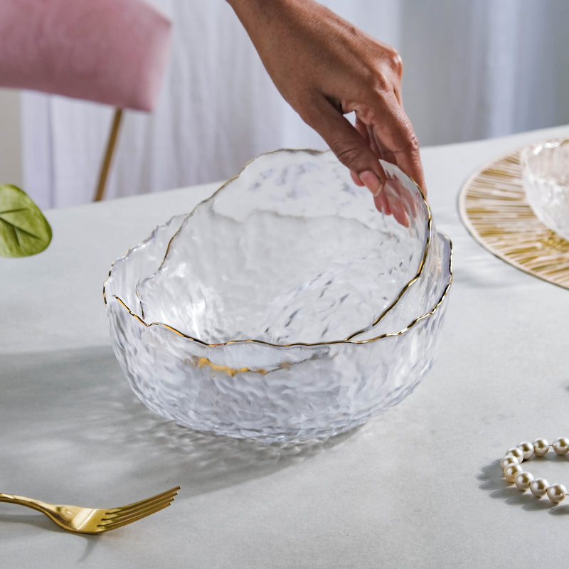 Large Decorative Bowl - Glass bowl, serving bowls, bowl for snacks, glass serving bowl, large serving bowl | Bowls for dining table & home decor