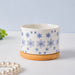 Blue Snowflake Japanese Planter And Wooden Coaster - Indoor planters and flower pots | Home decor items