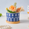 Blue Leaf Japanese Planter And Wooden Coaster - Indoor planters and flower pots | Home decor items