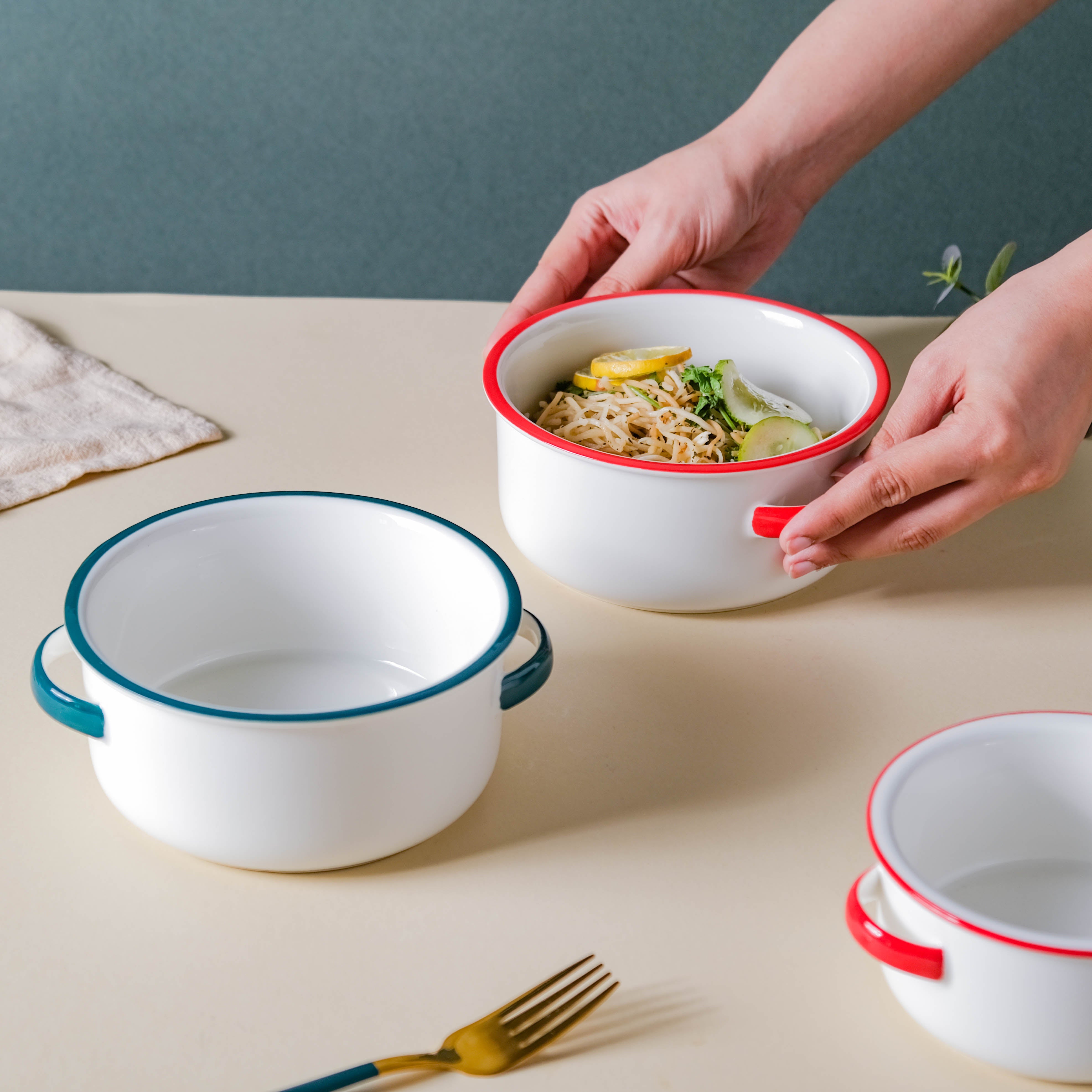 Curry shop serving bowls