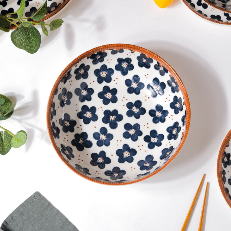 Sylvan Floral Patterned Ceramic Serving Bowl 9 Inch 1 L - Bowl, ceramic bowl, serving bowls, noodle bowl, salad bowls, bowl for snacks, large serving bowl | Bowls for dining table & home decor