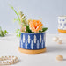 Blue Abstract Japanese Planter And Wooden Coaster - Indoor planters and flower pots | Home decor items
