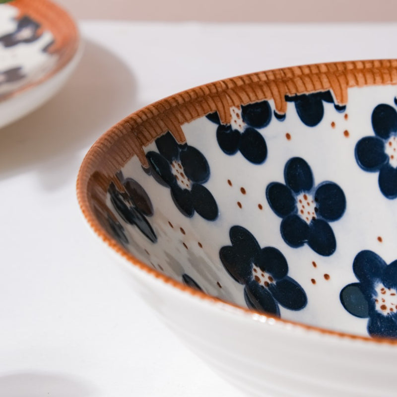 Sylvan Floral Patterned Ceramic Ramen Bowl 8 Inch 750 ml - Soup bowl, ceramic bowl, ramen bowl, serving bowls, salad bowls, noodle bowl | Bowls for dining table & home decor