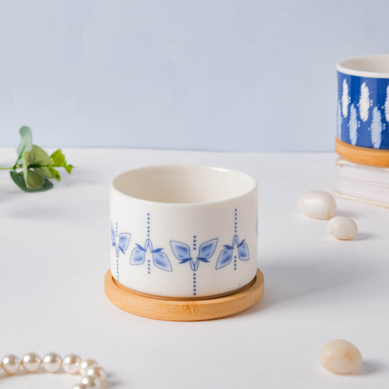 Blue Dragonfly Japanese Planter With Wooden Coaster - Indoor planters and flower pots | Home decor items