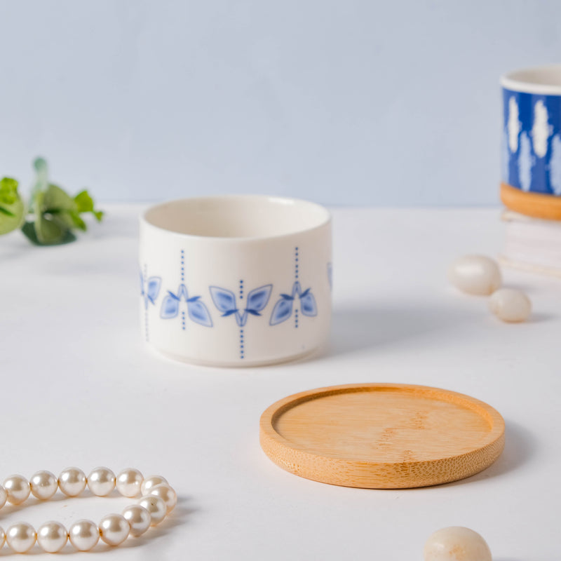 Blue Dragonfly Japanese Planter With Wooden Coaster - Indoor planters and flower pots | Home decor items