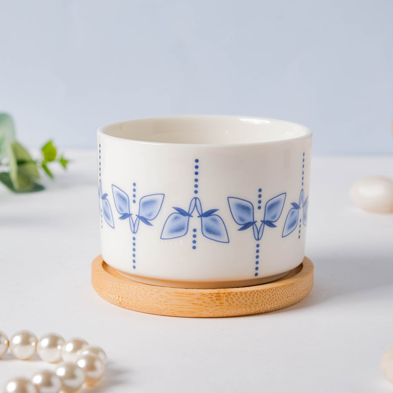 Blue Dragonfly Japanese Planter With Wooden Coaster - Indoor planters and flower pots | Home decor items