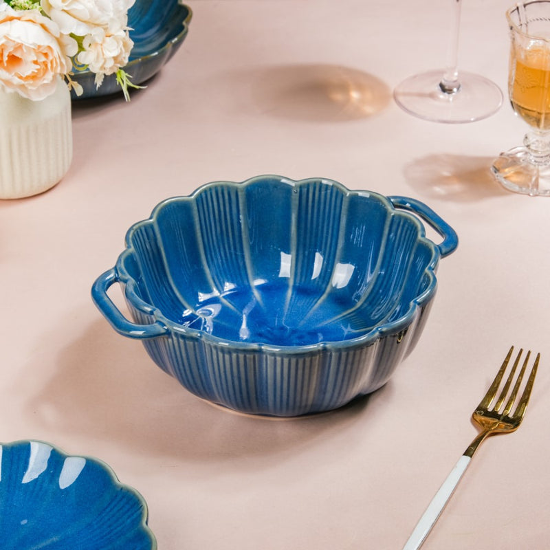 Ocean Serving Bowl with Handle Blue 600ml - Bowl, ceramic bowl, serving bowls, noodle bowl, salad bowls, bowl for snacks, baking bowls, large serving bowl, bowl with handle | Bowls for dining table & home decor