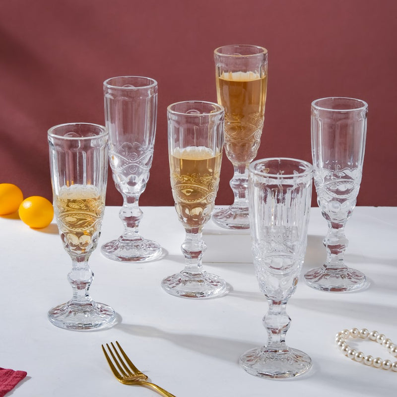Champagne Glass Transparent Set Of 6 150 ml